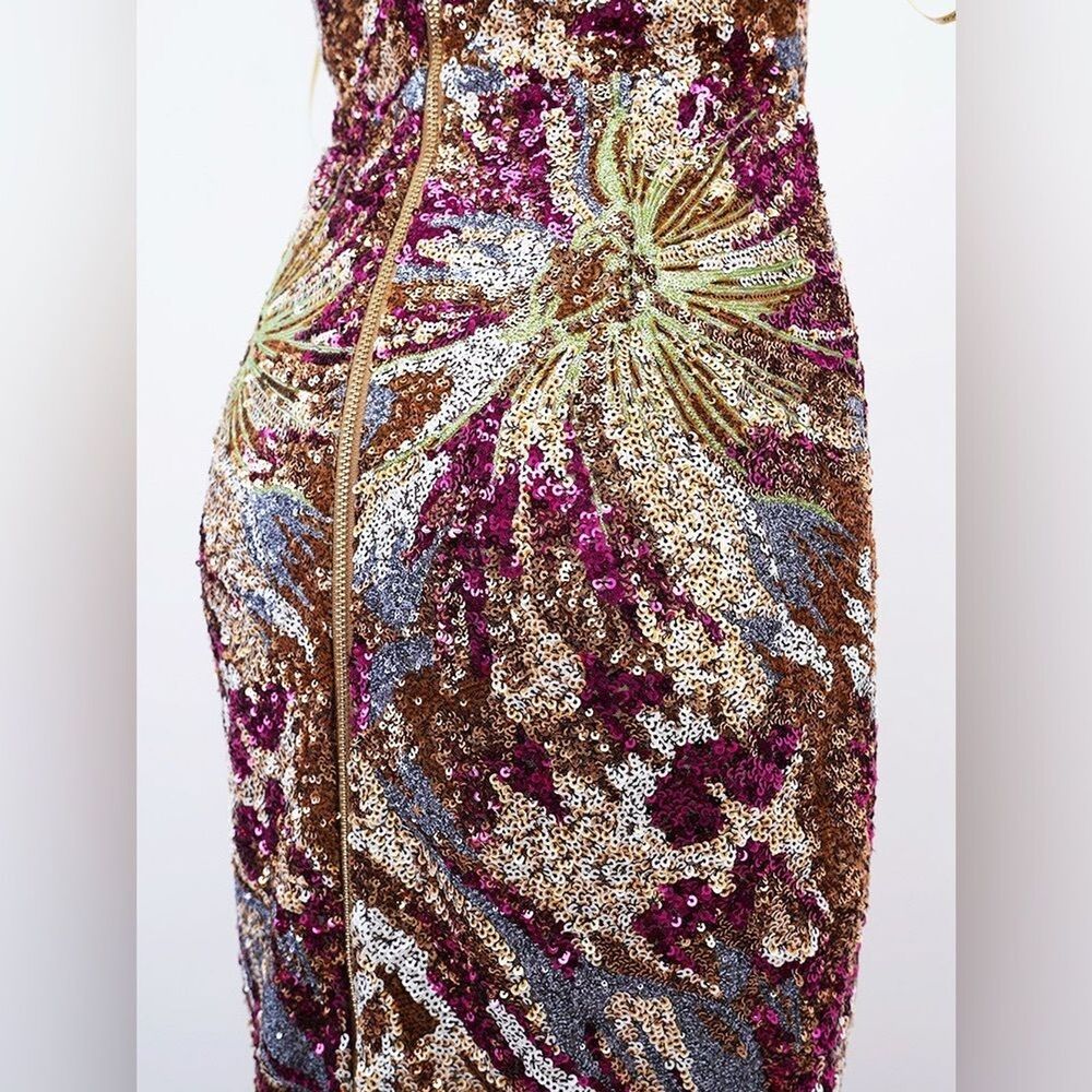 NWOT BRONX AND BANIC Dahlia Fuchsia Multi Maxi Strapless Dress - Picture 8 of 14